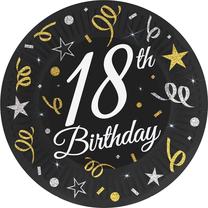 Vienkartinės lėkštės GoDan Happy Birthday 18, Ø 18 cm, 6 vnt.