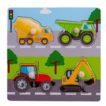 Medinė dėlionė Smily Play Vehicles, 22 cm x 22 cm, 4 vnt., įvairių spalvų