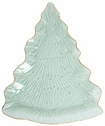Kalėdinė lėkštė serviravimo Homla EverFrost, 39 cm x 32.5 cm x 2.5 cm, aukso sp./žalia sp.