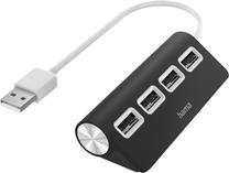 USB sadalītājs Hama 4 Ports 00200119 4 x USB 2.0, USB 2.0, 0.15 m, melna krās.