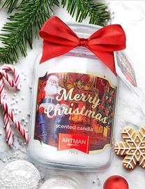 Ziemassvētku svece, aromātiskā Mondex Santa Claus, balta krās.