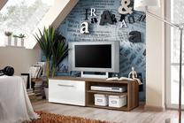 TV staliukas ASM Bono I, rudas/baltas, 120 cm x 45 cm x 35 cm