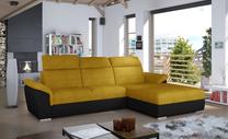 Kampinė sofa Trevisco Omega 68, Soft 11, juoda sp./geltona sp., dešininė, 216 x 272 cm x 100 cm