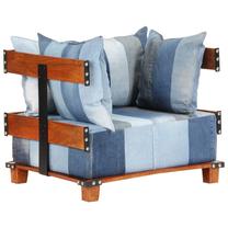 Krėslas VLX Denim Fabric, mėlyna sp./ruda sp., 67 cm x 80 cm x 62 cm