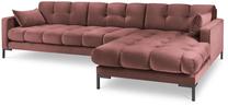 Kampinė sofa Micadoni Home Mamaia Velvet, rožinė sp., dešininė, 293 x 185 cm x 75 cm