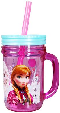 Stiklinė su šiaudeliu, plastikas, 0.42 l