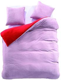 Patalynės užvalkalų komplektas DecoKing Furry, raudonas/pilkas, 155 x 220 cm