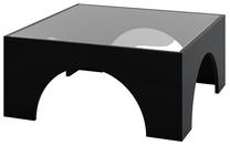 Kavos staliukas Kalune Design Seine, skaidri sp./juoda sp., 80 cm x 80 cm x 35 cm