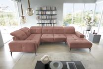 Kampinė sofa Neviro Nube 24, rožinė sp., kairinė, 201 x 350 cm x 77 cm