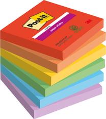 Lipnūs lapeliai Post-it Super Sticky Playful, 7.6 cm x 7.6 cm, 6 vnt., įvairių spalvų