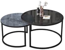 Kavos staliukų komplektas Kalune Design Bora, antracito sp./pelenų sp./pilka sp., 57 - 75 cm x 57 cm x 40 - 45 cm, 2 vnt.