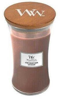 Žvakė, aromatinė WoodWick Stone Washed Suede, 120 h, 609.5 g, ruda sp.