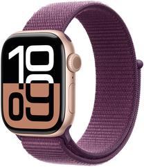 Viedais pulkstenis Apple Watch Series 10 GPS + Cellular 42mm Case Plum Sport Loop, rose gold aluminium krās.