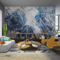 Fototapete Artgeist Street Art - Mural With New York Architecture And Ink Effect 4XLNEW010307, 280 cm x 280 cm