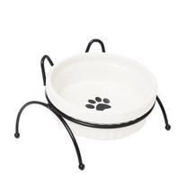 Stovas su dubenėliais šuniui Homla Catty, 0.2 l, 12 cm x 12 cm x 10 cm, balta sp.