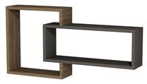 Sieninė lentyna Kalune Design Ilgin 550ARN1435, antracito sp./riešuto sp., 43.6 cm x 87 cm x 14.6 cm