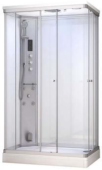 Garinė dušo kabina Amue Premium AMUE-AR1280-2LW White, masažinė, stačiakampė, 120 cm x 80 cm x 217 cm, balta sp./pilka sp./grūdintas