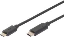 Adapteris Digitus USB-C, Micro USB, 3 m, melna krās.