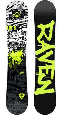 Snieglentė Raven Core Junior, juoda sp./žalia sp., 145 cm x 28.8 cm