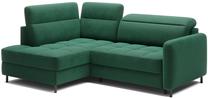 Kampinė sofa - lova Barea, žalia sp., kairinė, 208 x 160 cm x 100 cm