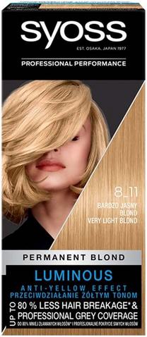 Matu krāsa Syoss Permanent Blond Luminous, very light blond krās., 8_11, 115 ml