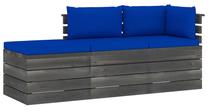 Āra mēbeļu komplekts VLX Pallet Lounge Set 3 Piece, zils krās./pelēks krās., 2-3 sēdvietas