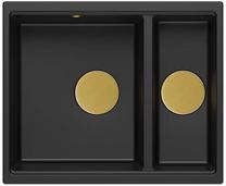 Virtuves izlietne Quadron Logan 150, granīts, 56 cm x 46 cm x 22 cm, zelta krās./melna krās.