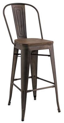 Baro kėdė H-1, pilka/riešuto, 47 cm x 36 cm x 115 cm