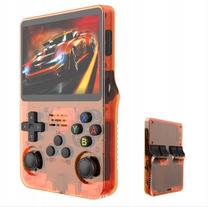 Žaidimų konsolė HappyJoe R36S 10000+ Games, 3.5" IPS Screen. Linux, USB, 64 GB, oranžinė sp.