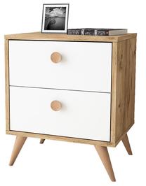 Naktinis staliukas Kalune Design VL67-211, balta sp./pušies sp, 58.7 cm x 49 cm x 40 cm