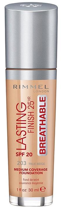 Šķidrā grima bāze Rimmel London, true beige krās., 203