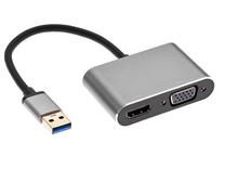 Adapteris RoGer RO-DGK-2IN1-2, HDMI/VGA/USB Type A, pilka sp.