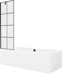 Vonia su sienele, laisvai pastatoma Mexen Cube, 180 cm x 80 cm x 39 cm, stačiakampis, balta sp./juoda sp.