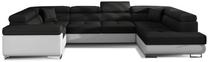 Kampinė sofa Letto Sawana 14, Soft 17, balta sp./juoda sp., dešininė, 202 x 340 cm x 90 cm
