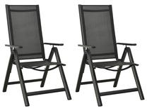 Õuetoolide komplekt VLX Folding 312188, must v., 65 cm x 56 cm x 76 - 109 cm, 2 tk.