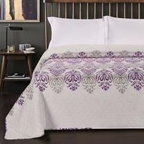 Lovatiesė DecoKing Ellie, balta sp./violetinė sp., 260 cm x 240 cm