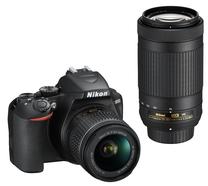 Veidrodinis fotoaparatas Nikon D3500 + AF-P DX Nikkor 18-55mm VR + AF-P DX Nikkor 70-300mm VR, juoda sp.