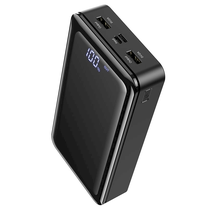 Lādētājs-akumulators (Power bank) Borofone, 30000 mAh, melna krās.