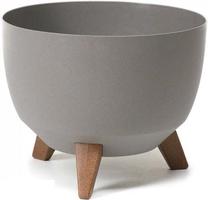 Puķu pods Lamela Roma Eco Wood, plastmasa/koks, pelēka krās.
