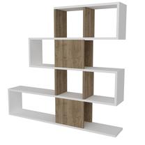 Pastatoma lentyna Kalune Design Karlin 745DCD3608, balta sp./riešuto sp., 109 cm x 120 cm x 19.5 cm
