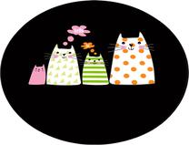 Vonios grindų kilimėlis Foutastic Four Cats 359CHL4733, juoda sp./įvairių spalvų, 160 cm x 160 cm, Ø 160 cm