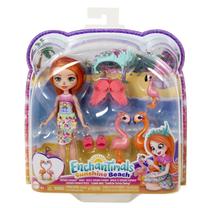 Lėlė su priedais Mattel Enchantimals Sunshine Beach Flamingo family HRX85, 22 cm