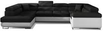 Kampinė sofa Letto Sawana 14, Soft 17, balta sp./juoda sp., kairinė, 202 x 340 cm x 90 cm