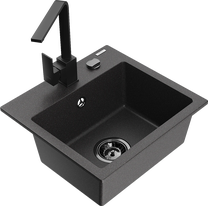 Кухонная мойка Mexen Milo 6505-76-670300-70-B, гранит, 43.5 см x 41 см x 17.1 см, черный цв.
