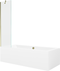 Vanna ar sieniņu, iebūvējams Mexen Cube, 180 cm x 80 cm x 39 cm, taisnstūris, caurspīdīga krās./zelta krās.