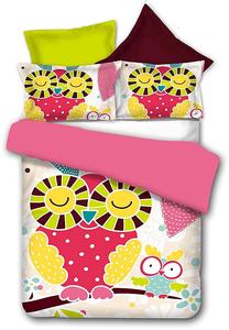 Gultas veļas komplekts DecoKing Owls, daudzkrāsaina, 80 x 80 cm, 135 x 200 cm
