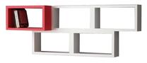 Sieninė lentyna Kalune Design Brick 745DCD1617, balta sp./raudona sp., 37.2 cm x 11 cm x 100.8 cm