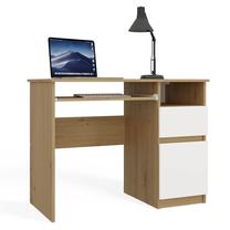 Rakstāmgalds un plaukts Porto Right, 98.5 cm x 51 cm, 75 cm, balts krās./artisan oak krās.