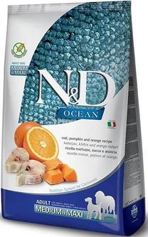 Kuiv koeratoit Farmina N&D Ocean Codfish Pumpkin & Orange Mini, kalaliha, 2.5 kg