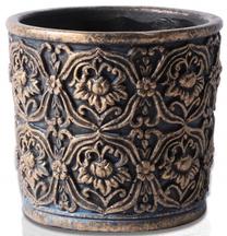 Puķu pods Rustic 996665, keramika, 14 cm x 14 cm, Ø 14 cm, melns krās./vara krās.